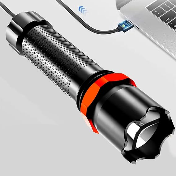 Led Rechargeable Flashlight Super Bright 3 Modes 1000 High Lumens Mini Flashlight Waterproof Powerful Portable Tactical Flashlight for Hiking Camping Outdoor Emergency Home
