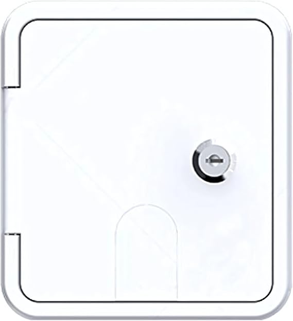 كابل Seaflo Low Profile Square Cable Hatch 6 بوصة × 6.5 بوصة أبيض RV Camper Electric Cord Cover Lock