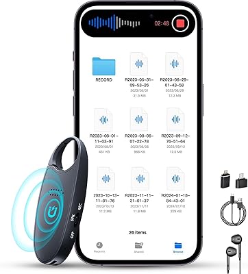 128GB 1600 Hour Digital Voice Activated Recorder with Playback, 4-in-1 Magnetic Portable Audio Recorder with AI Noise Cancelling, Voice Device for Lectures, Meetings