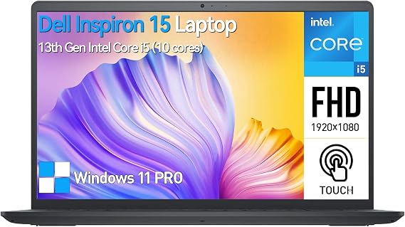Dell Inspiron 15 Laptop Touchscreen Computer, 15.6" FHD IPS Touch Screen Business Laptop, 13th Gen Intel Core i5-1334U (10-Cores, Beat i7-1255U), 32GB RAM 2TB SSD, Windows 11 Pro, 10-Key Number Pad