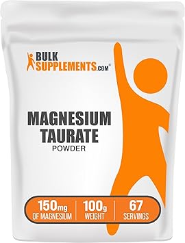 Magnesium Taurate Powder - Magnesium and Mineral Supplement, Heart and Nerve Health Support - Gluten Free, 150mg of Magnesium per Serving, 100g (3.5 oz) (Pack of 1)