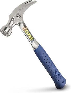 ESTWING Hammer - 16 oz USA Made Straight Rip Claw Hammer with Milled Face & Shock Reduction Grip - E3-16SM