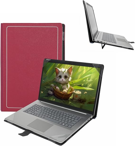 Honeymoon Case Cover for HP Laptop 17-cn/17-cp/17s-cu/17t-cn/17z-cp & Envy Laptop 17-cr/17-ch/17t-cr Series 17.3 Inch[Not Fit HP Envy 17t-cw],Multi-Angle Stand with Heat-Vent,Red