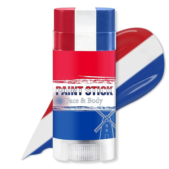 Red Wihte and Blue Netherlands Body Paint Stick for 2026 World Cup Fan Soccer Baseball Softball Sports Eye Black Stick Makeup (Netherlands)