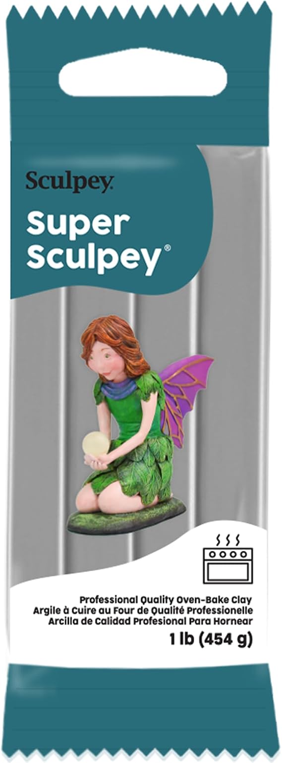 Super Sculpey: Polymer Clay: Gray - 1 lb Pack - Soft Oven Bake Clay, Non-Toxic, Created for Advanced Sculptors-Artists-Model Makers-Movie Studios
