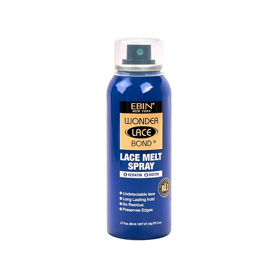 EBIN NEW YORK Wonder Lace Bond Lace Melt Aerosol Spray Keratin + Biotin | رذاذ لاصق للشعر المستعار ثابت للغاية | خط شعر طبيعي سلس | 2.7 Fl Oz
