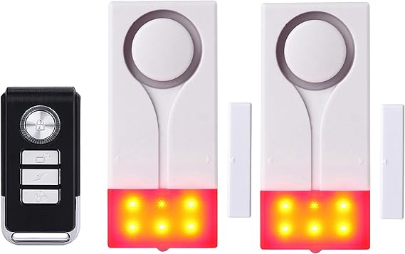 Window Door Alarm Wireless for Home Security Sensor Anti Theft Burglar Doorbell Chime DIY Protection Ideal for Pool Garage Apartment and RV with 2 Alarm and 1 Remote Control