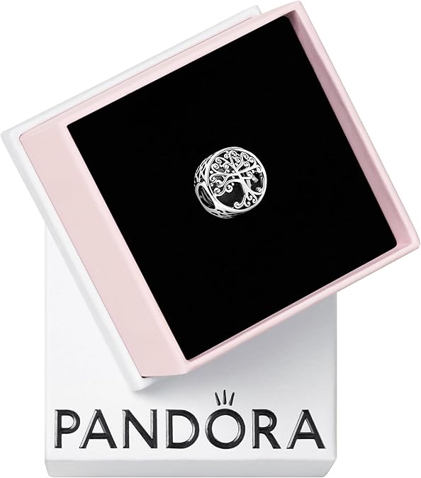PANDORA Family Tree Charm - Engraved Family Message - Meaningful Keepsake - Jewelry for Women with Gift Box - Compatible Moments Charm Bracelets - Sterling Silver