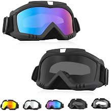 2 PCS Dirt Bike Goggles, Windproof Off Road Racing Glasses, Wide Vision Riding Safety Motorcycle Goggles for Women Men (Gray+Colorful)