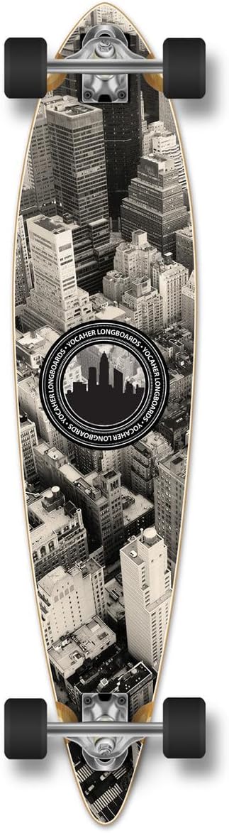 Yocaher Complete Pintail Longboard Skateboards w / Premium Grip Tape، Aluminium Truck، ABEC-9 Bearings، 71mm Skateboard Wheels