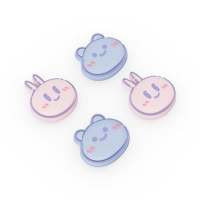 PlayVital Joystick Caps for Nintendo Switch, Thumbstick Caps for Switch Lite, Analog Cover for OLED Joycon Thumb Grip Caps for Joycon Controller - Kawaii Bear & Bunny