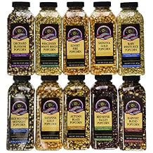 حبات الفشار العضوية للألعاب النارية - مجموعة متنوعة من مجموعة Gourmet Heirloom المتنوعة، 10 زجاجات (15 أونصة لكل منها) - لصانعي الفشار أو الموقد أو بوبر الهواء - علبة عينات الوجبات الخفيفة الطبيعية غير المعدلة وراثيًا