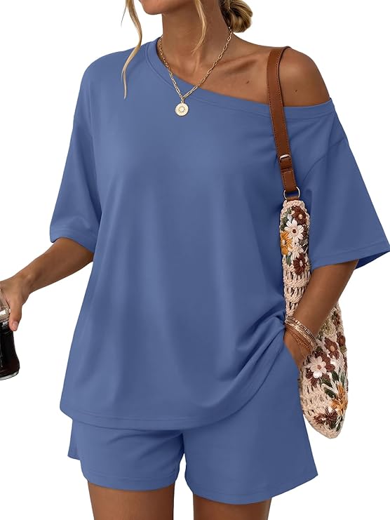 Trendy Queen Womens 2 Piece Summer Shorts Set Lounge Matching Two Piece Oversized Beach Vacation Outfits 2026 Sweatsuits