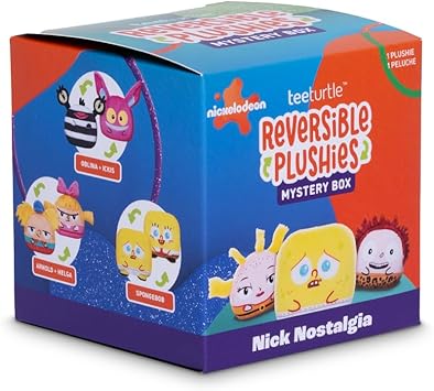 TeeTurtle Nickelodeon Nick Nostalgia Series Reversible Plushie Mystery Box - 3-Inch Two-Sided Blind Box Plush with Embroidered Details - Cute Surprise Toy for Kids, Teens, and Adult
