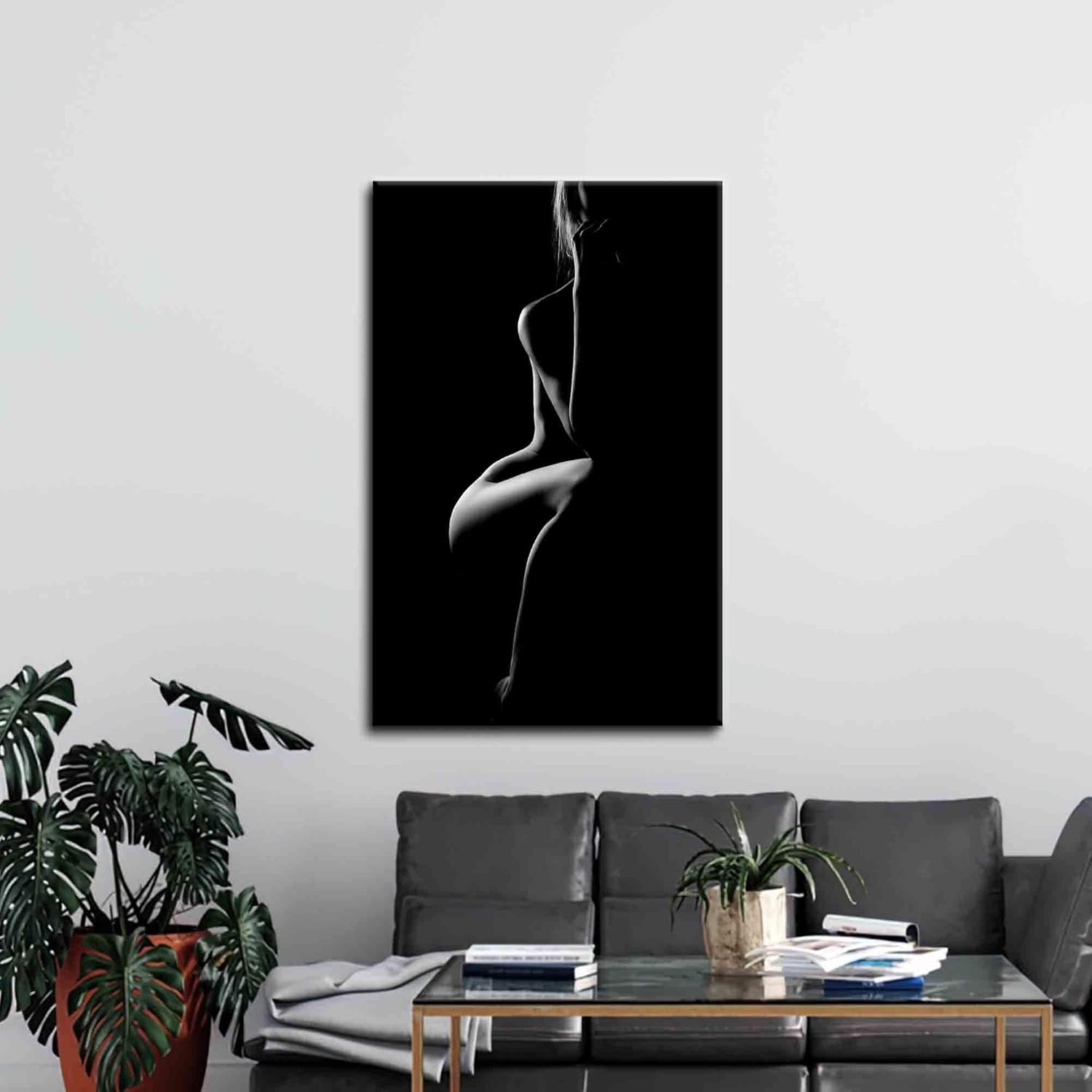 Schwarze Frau Druck Leinwand Kunst Leinwand Wandkunst Sexy Frau Sexy Foto Dekor Sinnliches Foto gedruckt Schlafzimmer Kunst Gemälde 70x100cm Rahmenlos