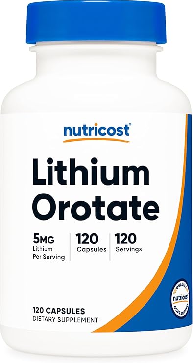 Nutricost Lithium Orotate 5mg ، 120 كبسولة - أغطية الخضروات ، غير المعدلة وراثيًا ، خالية من الغلوتين
