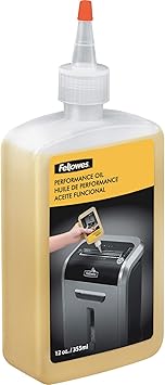 Fellowes Powershred Performance Shredder Oil, 12 fl oz, Extended Nozzle Bottle