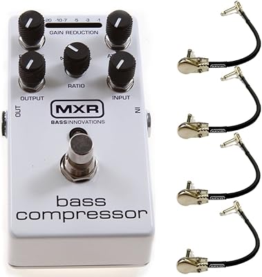 MXR M87 Bass Compressor Effects Pedal with True Bypass BUNDLED مع 4 Pack of Hosa CFS-106 6-Inch Guitar Patch Cables