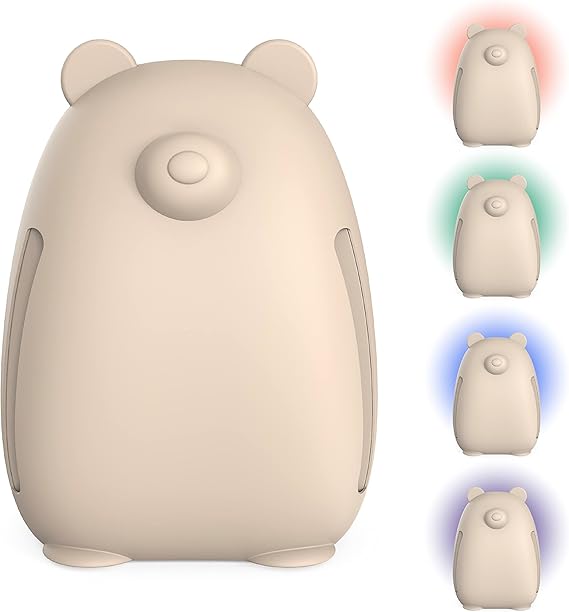 جهاز تنقية الهواء Pure Enrichment PureBaby Kids Bear Air True HEPA - تنقية الهواء على 4 مراحل، ضوء الأشعة فوق البنفسجية، ضوء ليلي للغرف المتوسطة والكبيرة - حضانات الأطفال، غرف نوم الأطفال (الشوفان الحلو)