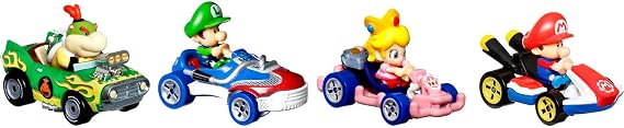 العجلات الساخنة Mario Kart Vehicle 4 -حزمة ، مجموعة من 4 شخصيات مفضلة للمروحة تتضمن 1 نموذج حصري ، هدية قابلة للتحصيل للأطفال & amp؛ أعمار المشجعين 3 سنوات قديمة & أمبير ؛ فوق