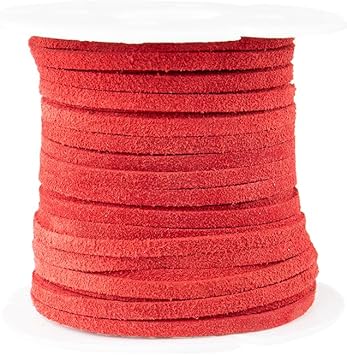 Craft County 3mm Suede Leather Cord for Necklaces, Bracelets, and DIY Crafts Red (25 Yards)