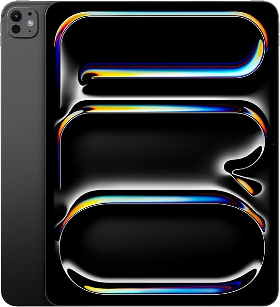 Apple iPad Pro مقاس 13 بوصة M4: مصمم لذكاء Apple، وشاشة Ultra Retina XDR، وكاميرا أمامية خلفية بدقة 1 تيرابايت و12 ميجابكسل، وماسح ضوئي LiDAR، وWi-Fi 6E، ومعرف الوجه، ومساحة عمر البطارية طوال اليوم باللون الأسود