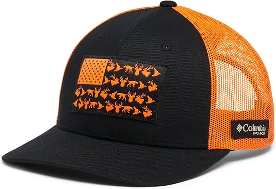 Columbia Unisex PHG Game Flag Mesh Snap Back - High, Black/Blaze, One Size