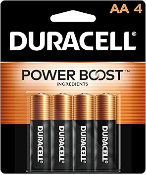 Duracell Coppertop Double AA Batteries with Power Boost Ingredients, 4 Count Pack of 1 Long-lasting Alkaline Double AA Battery for Household and Office Devices