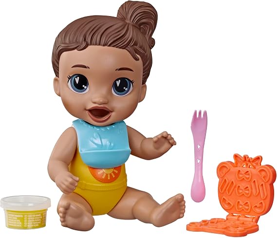 Baby Alive Dinnertime Creations، دمية ذات شعر بني مع إكسسوارات طعام للعب، 11 بوصة، ألعاب للفتيات والفتيان بعمر 3+ عامًا