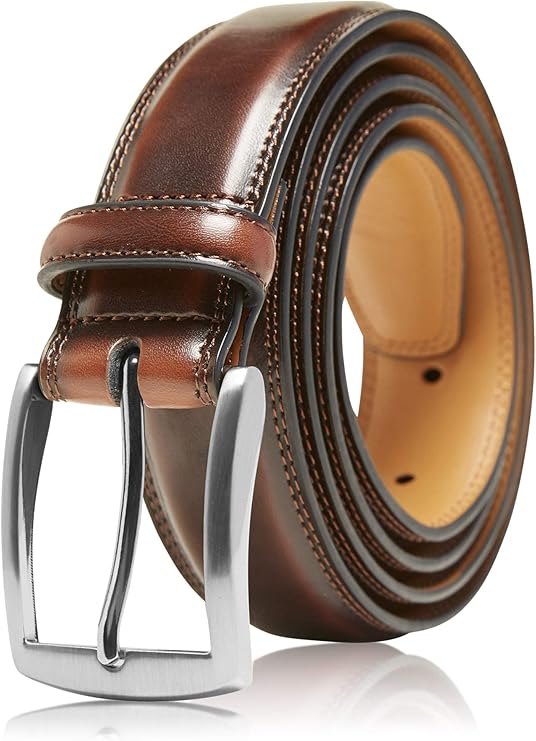 Access Denied Genuine Leather Dress Belts For Men - Mens Belt For Suits, Jeans, Uniform With Single Prong Buckle