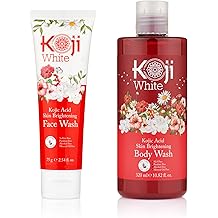 Koji White Kojic Acid Face Wash + Body Wash Bundle | Daily Moisturizing Cleanser, Uneven Skin Tone, Exfoliating Face, Hydrating, Moisturizer - Vegan