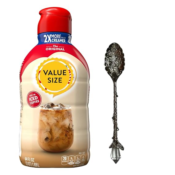 Premium Liquid Coffee Creamer 64 fl oz Bottle of Creamy Smooth Non-Dairy Coffee Creamer with Dumbass Coffee Gem Spoon (The Original) Gem Spoon