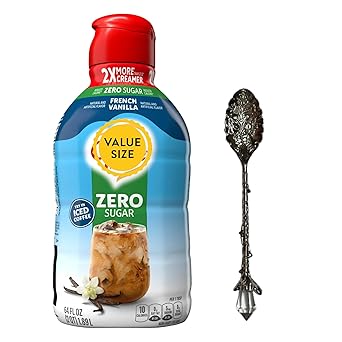Premium Liquid Coffee Creamer 64 fl oz Bottle of Creamy Smooth Non-Dairy Coffee Creamer with Dumbass Coffee Gem Spoon (Zero Sugar French Vanilla) Gem Spoon
