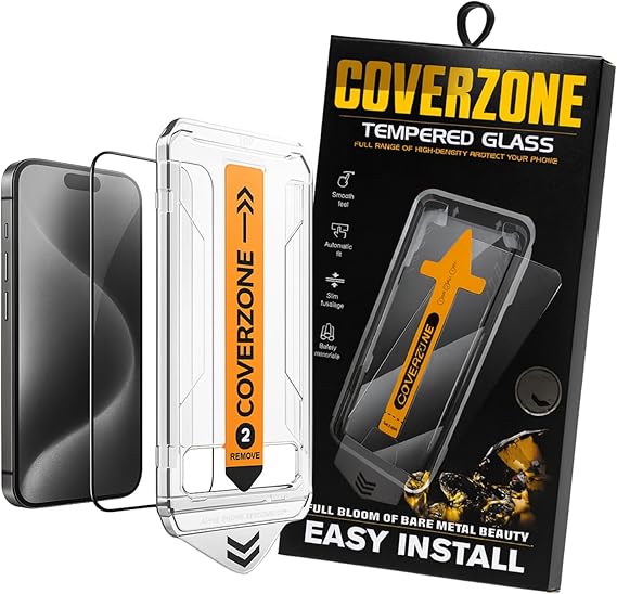 واقي شاشة زجاجي مرن متوافق مع Coverzone Galaxy S25 Ultra 3 D تغطية كاملة سهل التركيب سهل التركيب مع جهاز صلابة 9H مقاوم للخدش لمسة ناعمة