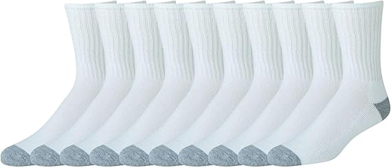 Amazon Essentials Men's Cotton Crew Athletic Moisture Wicking Sports Socks with Cushioned Sole
