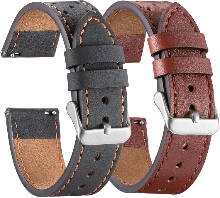 Galaxy Watch 5 Bands 2 Packs ، متوافق مع Samsung Galaxy Watch 5 Pro 45mm / 5 40mm / 5 44mm Band ، 20mm Genuine Leather إصدار سريع للسيدات Watch Band