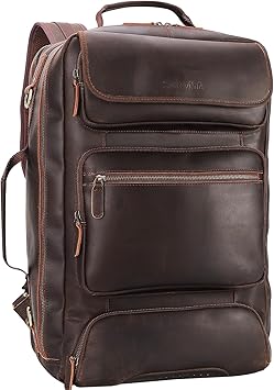 STAR VISTA Voyager-02 Full Grain Leather Travel Backpack, 40L Luxurious Capacity, All-in-One Duffle Backpack for Global Jet-set Voyagers, 17.3" Laptop Compatible, Canvas Lining
