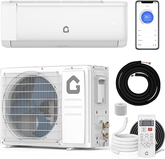 9000 BTU Mini Split AC w/Remote Control19 SEER2 Cools Up to 450 Sq. Ft,230 V Ductless Inverter Mini Split System w/0.75 Ton Heat Pump Pre-Charged & Installation Kit, Ultra-Quiet
