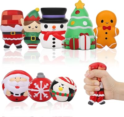 HOOJO Squishy Pack of 8 for Girls, Christmas Squishy Toys Slow Rising, Xmas Gift for Kids
