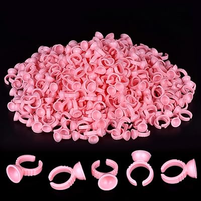 MEKK 300PCS حلقات الغراء القابل للتصرف لملحقات الرموش ، حلقات لاصقة الرموش الاحترافية للتطبيق الدقيق ، الصالون ومستلزمات الرموش المنزلية - وردي