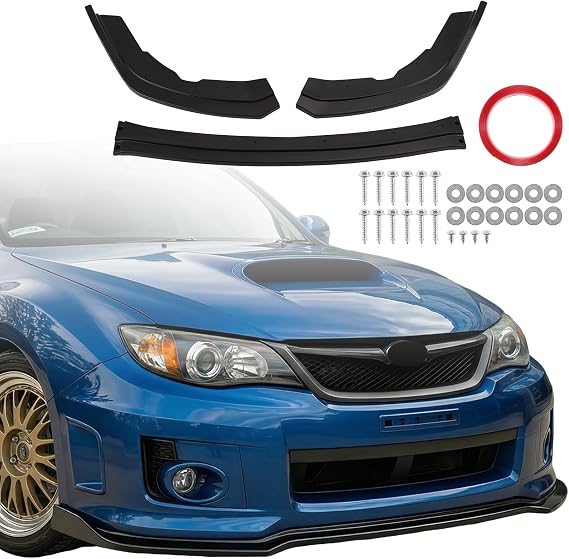 CS2 Style Front Bumper Lip Splitter Kit Compatible with Subaru WRX STI 2011-2014, Matte Black, 3 Pieces