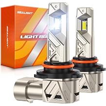 SEALIGHT 9005/HB3 Bulbs, 96,000LM Cool White 6500K, IP68 Waterproof 80000h Long Lifespan, Real 11 Size to HB3 Fog Light Bulbs Plug N Play, 99% Compatible Anti Hyper Flashing, Pack of 2