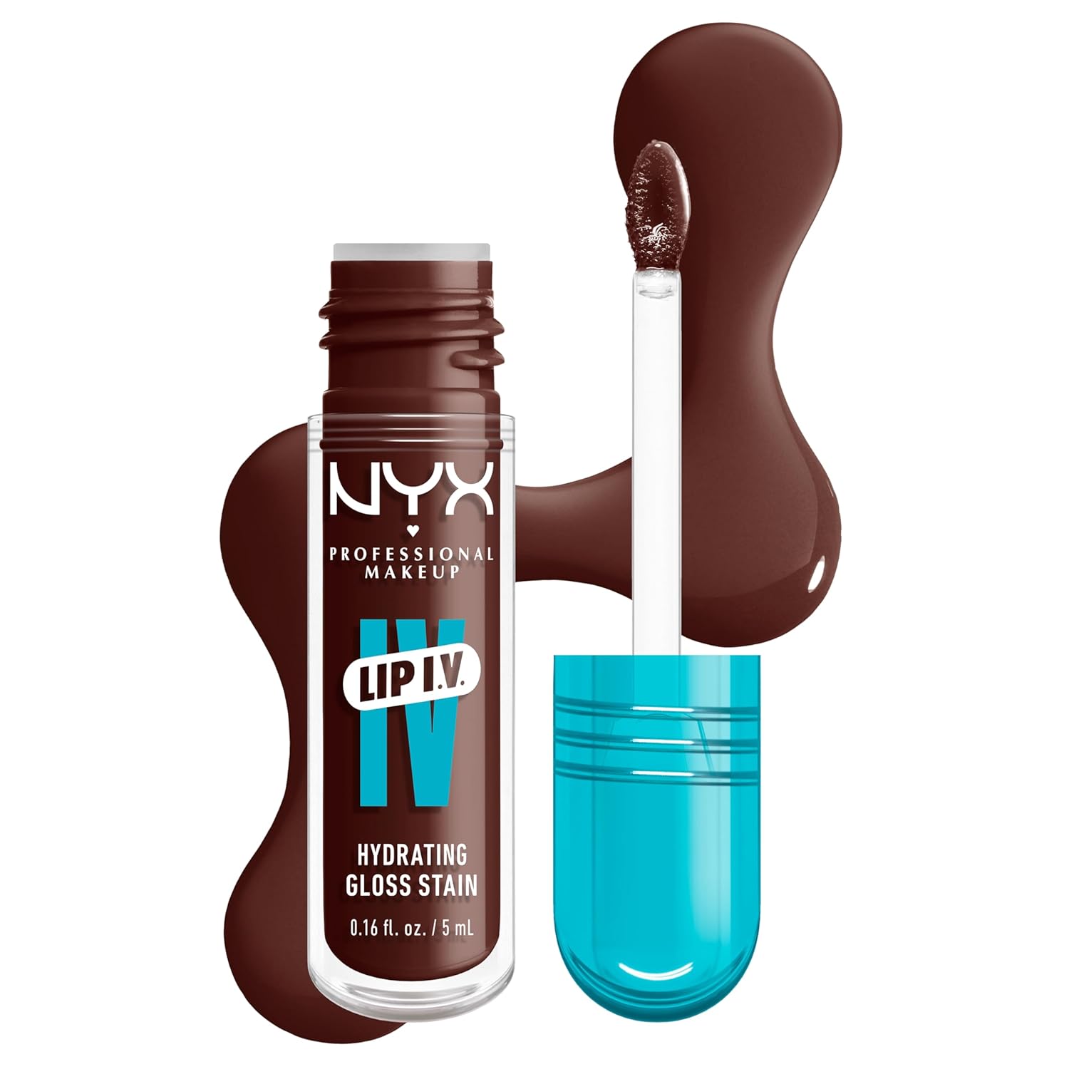 NYX Professional Makeup Moisturising Lip Gloss and Lip Stain 2 in 1 Up to 12 Hours Care Lip IV Hydrating Gloss Stain Long-Lasting Lip Tint Colour: Mocha Me Wet