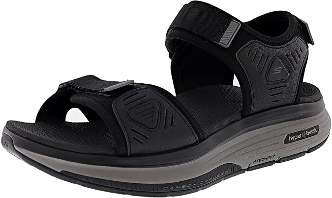 صندل Skechers Go Walk للرجال للتمرين باللون الأسود/الفحمي 229178.بي كيه سي سي، 10