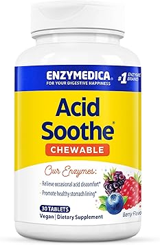ENZYMEDICA Acid Soothe Chewable Berry Capsules, 30 Count