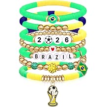 NovaStl 2026 World Soccer Game Day Bracelet for Women Men Teens Soccer Beaded Stretch Bracelet Soccer Gifts Outfit Costume Accessories