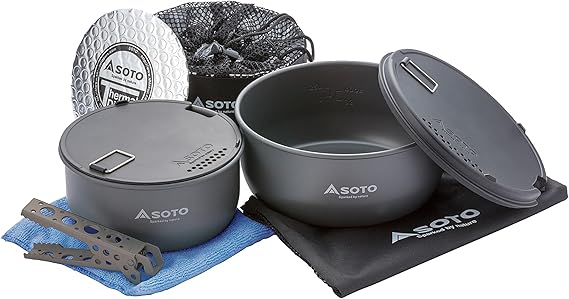 SOTO Navigator Camping Cookware Set - مقاوم للانزلاق والصدمات، مقاوم للتآكل، متعدد الوظائف