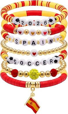 Soccer Bracelets for Women Men,Match Day Team Pride Accessories for 2026 Soccer Tournaments, Game Day Flag Color Wristband