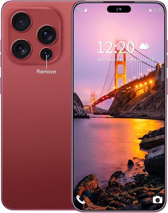 Huness I16 PM 16+1TB Smartphone Unlocked Cell Phone,6.99" HD Screen Unlocked Phones,Battery 7000mAh Android 14,Face ID/Fingerprint Button unlock/Photos/5G/Dual SIM/GPS (Wine Red, 16+1TB)
