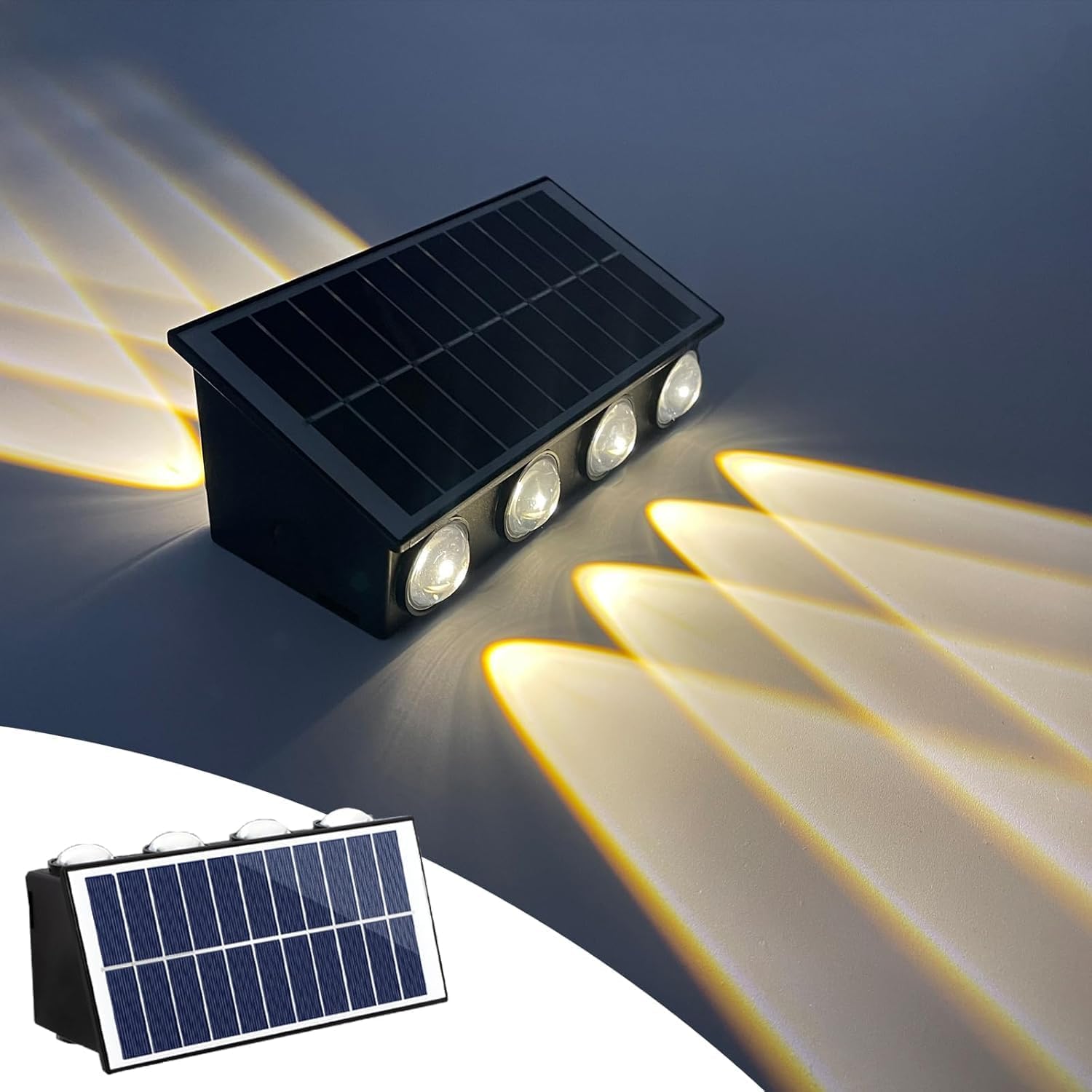 20W Güneş Enerjili Dış Mekan Bahçe Duvar Lambası - Cata Kos Solar LED Aplik - IP65 Su Geçirmez, 3200K Gün Işığı & Amber Dekoratif Aydınlatma Gün Işığı [Enerji Sınıfı A]